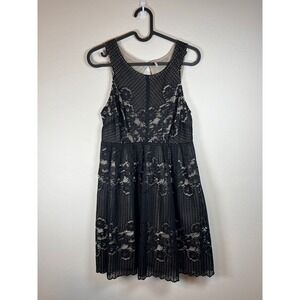 Free People‎ Black Lace Overlay Cutout Back A Line Dress Size 2
